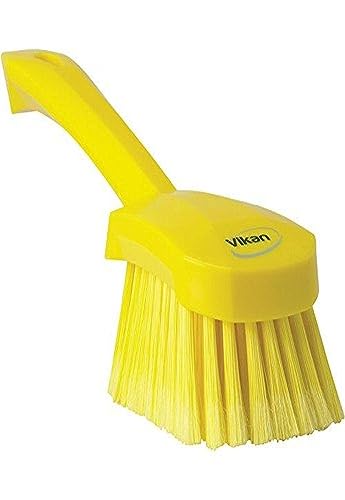 Vikan 41946 Soft/Split Bristles, Washing/Sweeping, Hand Brush, Short Handle, 270 mm (żółty) - obrazek 1