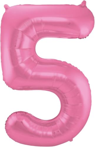 Balon foliowy, cyfra 5, 86 cm, różowy - obrazek 1