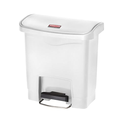Rubbermaid Commercial Products Slim Jim Step on pojemnik na śmieci z żywicy, przód, 15 l, biały, 1883554 - obrazek 1