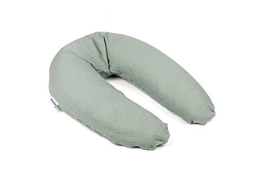 doomoo Basics Comfy Big Tetra Wielofunkcyjna poduszka ciążowa do spania/karmienia piersią/relaksu wypełniona mikrokulkami z zieloną poszewką nadającą się prania