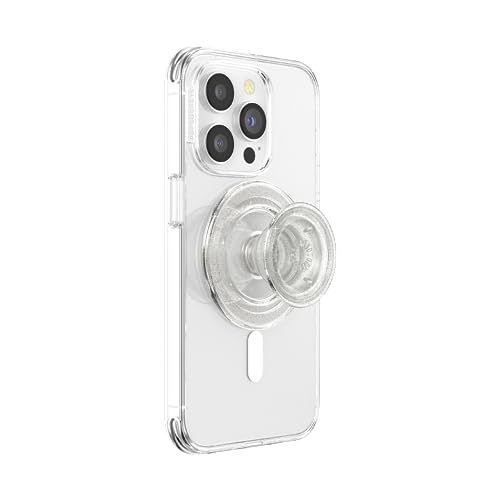 PopSockets Phone Grip for MagSafe Pill Clear Glitter