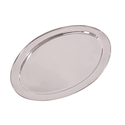 Owalna taca do serwowania 26 cali/660 mm srebrna ze stali nierdzewnej - obrazek 1