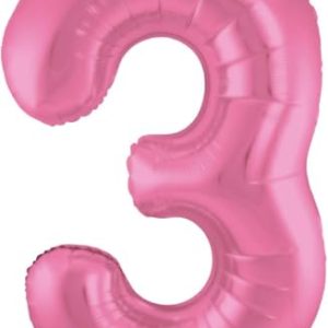 Folat Balon foliowy różowy metaliczny matowy numer 3 86 cm Folat Balon foliowy różowy metaliczny matowy numer 3 86 cm
