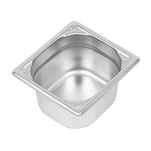 Vogue K991 stal nierdzewna 1/6 patelnia gastronomiczna 100 mm głębokie przechowywanie pojemników na żywność, srebrna