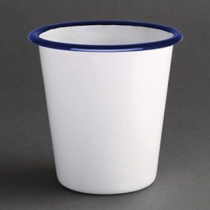 Olympia GM515 6 x emaliowany kubek 310 ml 11 fl oz szklanki ze stali nierdzewnej napoje, niebieski/biały Olympia GM515 6 x emaliowany kubek 310 ml 11 fl oz szklanki ze stali nierdzewnej napoje, niebieski/biały