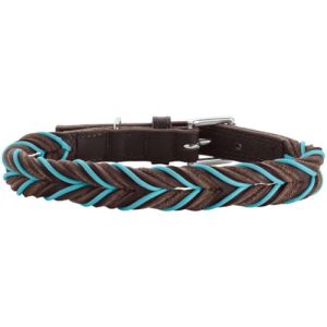 HUNTER Obroża dla psa SOLID Education Cord, kolor: ciemnobrązowy/turkusowy, wytrzymała skóra bydlęca, ręcznie pleciona, Made in Germany, rozmiar 40 HUNTER Obroża dla psa SOLID Education Cord, kolor: ciemnobrązowy/turkusowy, wytrzymała skóra bydlęca, ręcznie pleciona, Made in Germany, rozmiar 40