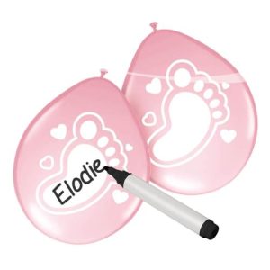 Folat Balony z możliwością zapisania Baby Girl 6 sztuk