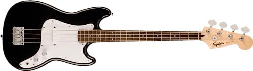 Squier by Fender Sonic Bronco gitara basowa, podstrunnica laurowa, biała pickguard, czarna, w zestawie bezpłatne wirtualne lekcje Squier by Fender Sonic Bronco gitara basowa, podstrunnica laurowa, biała pickguard, czarna, w zestawie bezpłatne wirtualne lekcje