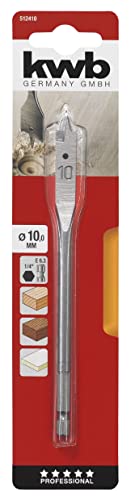 kwb profesjonalne wiertło płaskie 10,0 mm 512410 (trzpień 1/4", 2 gwintowniki wstępne, bardzo ostre) - obrazek 1