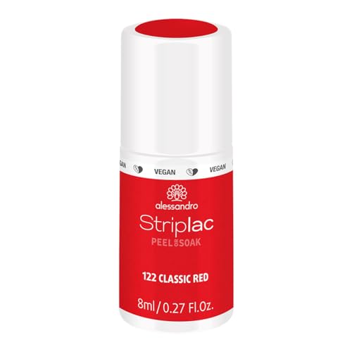 alessandro Striplac lakier do paznokci UV Classic Red delikatny i długotrwały łatwe usuwanie dzięki technologii peel off wegański nietestowany na zwierzętach 8 ml