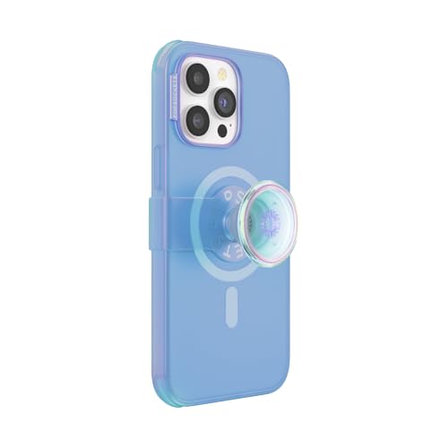 PopSockets 806472 Mag Bezpieczne etui na telefon bazie roślin do iPhone 14 Pro Max z możliwością zmiany położenia stojakiem i uchwytem, niebieskie opalizujące - obrazek 1