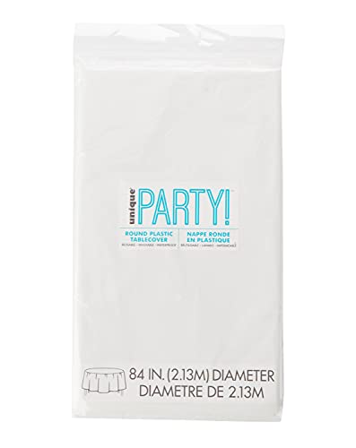 Unique Party 50021 okrągły biały plastikowy obrus, 18 cm