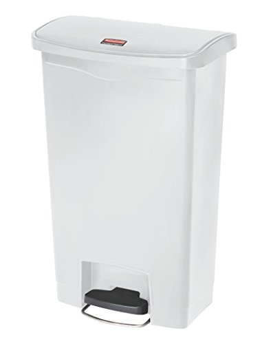 Rubbermaid Commercial Products Slim Jim Step on pojemnik na śmieci z żywicy, przód, 50 l, biały, 1883557