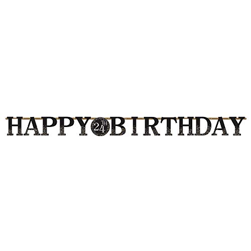 Amscan 121873 Złoty błyszczący baner z napisem "Add an Age Jumbo Happy Birthday" 3 m - obrazek 1