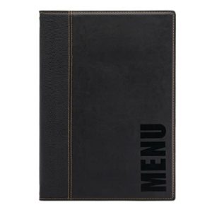 Securit Trendy skórzana karta menu A4, w zestawie 1 podwójna wkładka do (na 4 strony A4), czarna Securit Trendy skórzana karta menu A4, w zestawie 1 podwójna wkładka do (na 4 strony A4), czarna