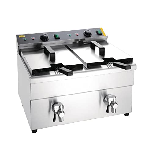 Buffalo CT012 frytkownica indukcyjna z podwójnym zbiornikiem, pojemność 15 l, wysokość 410 mm, szerokość 478 długość 576 mm