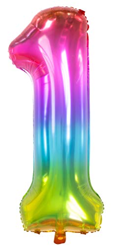 Balon foliowy cyfra 1 tęczowy 86 cm szt. - obrazek 1