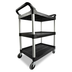 Rubbermaid Commercial Products, Produkty Komercyjne Fg342488Bla Wózek Uzytkowy 3 Pólki Serwisowy, Czarny Rubbermaid Commercial Products, Produkty Komercyjne Fg342488Bla Wózek Uzytkowy 3 Pólki Serwisowy, Czarny