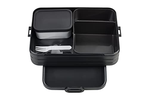 Mepal Take A Break Zestaw Dużych Pudełek Bento na Lunch, Pudełko Kanapki, Małe Przekąski i Resztki, 1500 Ml, Czarny (Nordic Black)