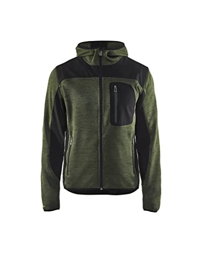 Kardigan ze wzmocnieniami softshell, zielony wojskowy, czarny, XXL - obrazek 1