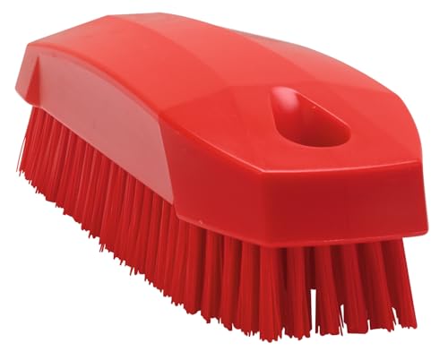 Vikan 64404 Twarda szczotka ręczna S/szczotka do paznokci, czerwona, długość 130 mm, szerokość 50 wysokość 40 mm - obrazek 1