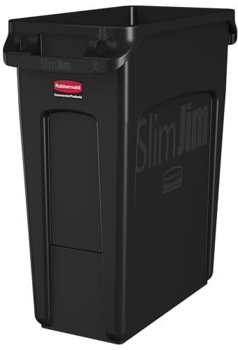 Rubbermaid Commercial Products Vented Slim Jim pojemnik na odpady, 60 l, czarny 1955959 - obrazek 1