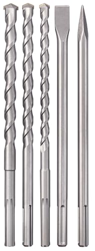 kwb by Einhell 5 częściowy zestaw wierteł SDS Max do wiertarki udarowej (5 i dłut, pasuje wszystkich młotowiertarek z uchwytem Max, Ø 18 25 mm, płaskie dłuto, dłuto spiczaste) - obrazek 1