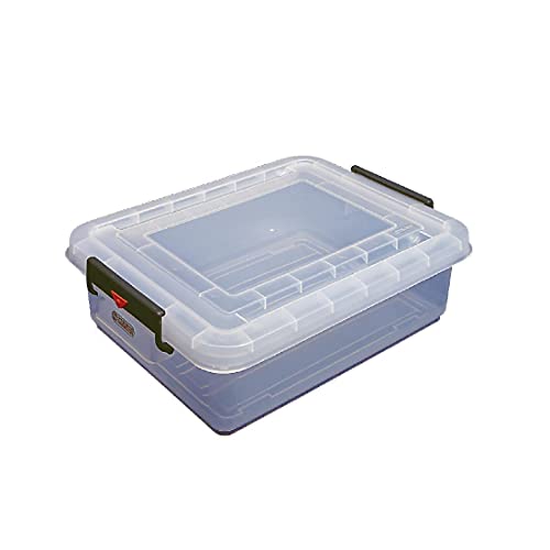 Araven 91173 pudełko do przechowywania żywności i pokrywka, z kolorowymi klipsami, 30 l, 530 mm x 396 226