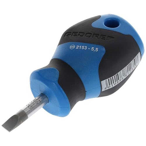 GEDORE Śrubokręt płaski mały, mini śrubokręt krótki, uchwyt 3 komponentowy, długość 81 mm, narzędzie, 2153 5,5 - obrazek 1