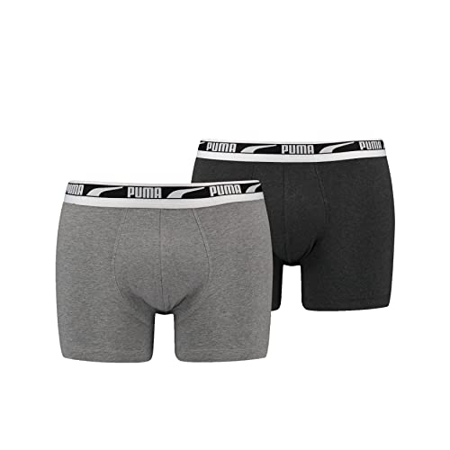 PUMA Męskie bokserki z wieloma logo, szare, rozmiar S, szary melanż, S