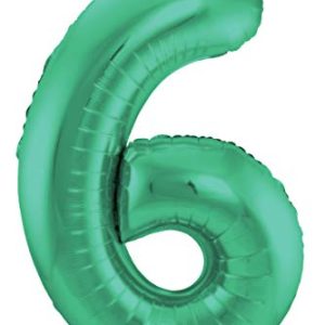Balon foliowy, cyfra 6, 86 cm, zielony Balon foliowy, cyfra 6, 86 cm, zielony