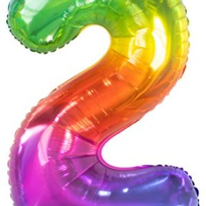 Balon foliowy cyfra 2 tęczowy 86 cm 1 szt.