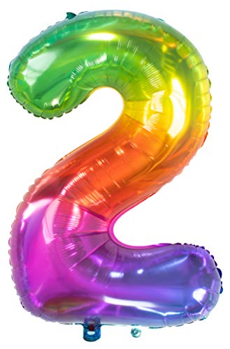 Balon foliowy cyfra 2 tęczowy 86 cm 1 szt. - obrazek 1