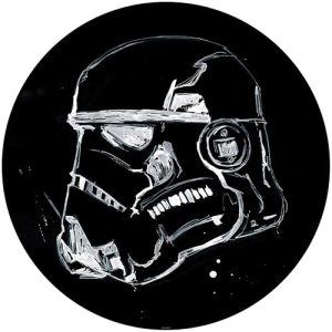Komar DOT okrągła i samoprzylepna fototapeta z włókniny Star Wars Ink Stormtrooper Ø 125 cm pokój dziecięcy, tatuaż ścienny DD1 022