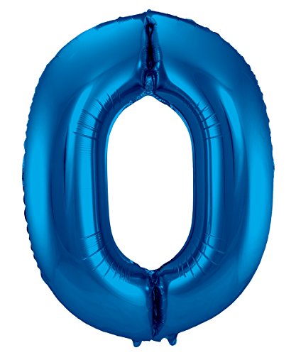 Balon foliowy, cyfra 0, niebieski, 86 cm - obrazek 1