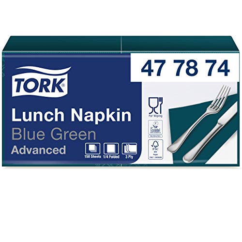 Tork 477874 Soft serwetki obiadowe niebiesko zielone na 3 warstwowe, chłonne papierowe turkusowe wszechstronne zastosowanie ma optymalną jakość