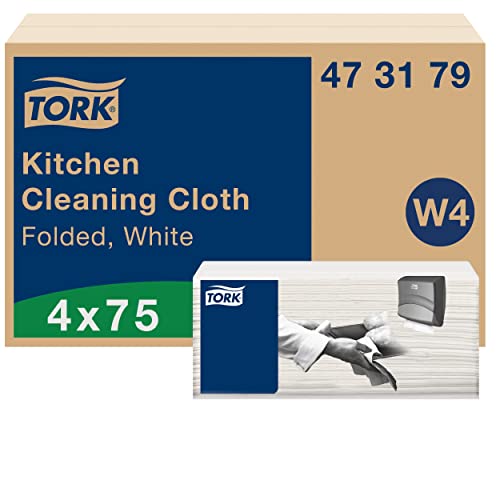 Tork Ściereczki do czyszczenia kuchni biała W4, bardzo chłonne, 4 x 75 ściereczek, 473179