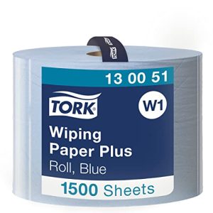 Tork 130051 mocne uniwersalne ściereczki do wycierania papieru systemu stojaków podłogowych i ściennych W1 / 2 warstwowa rolka czyszczenia w kolorze niebieskim/jakość premium 1 x 510 m