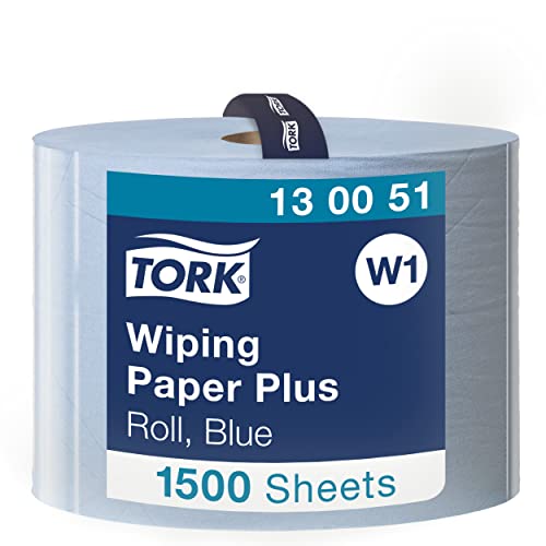 Tork 130051 mocne uniwersalne ściereczki do wycierania papieru systemu stojaków podłogowych i ściennych W1 / 2 warstwowa rolka czyszczenia w kolorze niebieskim/jakość premium 1 x 510 m - obrazek 1