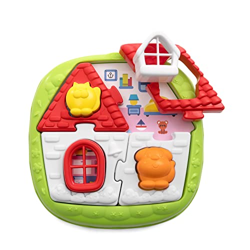 Chicco Puzzle Farma 2w1, i Kształty dla Dzieci, 8 Elementów, Kształtów, 2 Ilustrowane Tła, Wyprodukowane we Włoszech, Zabawka Edukacyjna dzieci w wieku od 10 miesięcy do 3 lat