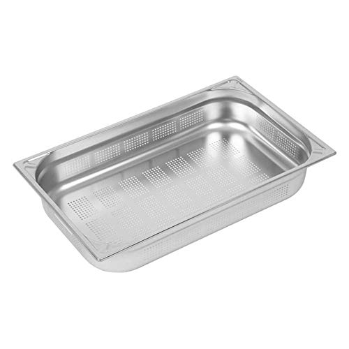 Vogue DW462 304 stal nierdzewna wytrzymała perforowana patelnia do gastronomii 1/1, pojemność 13,5 l, 100 mm x 325 530 mm, srebrna - obrazek 1