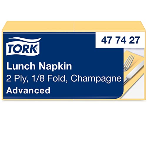 Tork 477427 serwetki obiadowe w kolorze szampana 1/8 składane / 2 warstwowe papierowe na przekąski i małe potrawy/najwyższa jakość 10 x 200 (2000) 32,6 33 cm (szer. dł.)