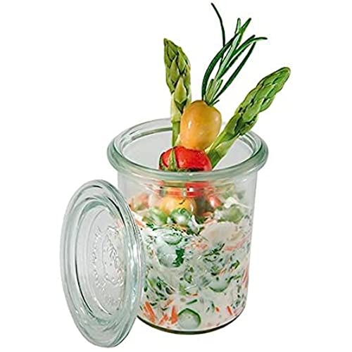 APS 12 Oryginalne słoiki WECK 160 ml z pokrywką, Ø 6 cm, H: 8 mini forma ze szklaną słoik na przetwory, dekoracyjny, desery, do przechowywania, nadaje się mycia w zmywarce