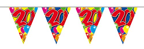 Folat 04562 20. urodziny łańcuch chorągiewek z kolorowymi balonami 10 m, kolorowy - obrazek 1