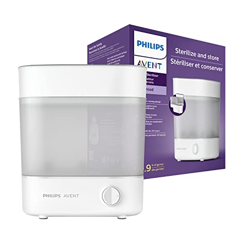 Philips Avent SCF291/00 Elektryczny Sterylizator Parowy na Maks. 6 Butelek dla Niemowląt Przyssawka i Akcesoria, Biały