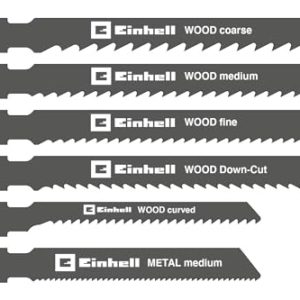 Einhell 10 częściowy zestaw brzeszczotów do wyrzynarki (akcesoria wyrzynarki, trzpień T, drewna i metalu, w zestawie pudełko przechowywania)