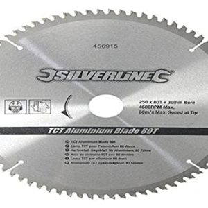 Silverline 456915 TCT aluminiowe ostrze 80T 250 x 30 25, 20, 16 mm pierścienie, srebrne, Silverline 456915 TCT aluminiowe ostrze 80T 250 x 30 25, 20, 16 mm pierścienie, srebrne,
