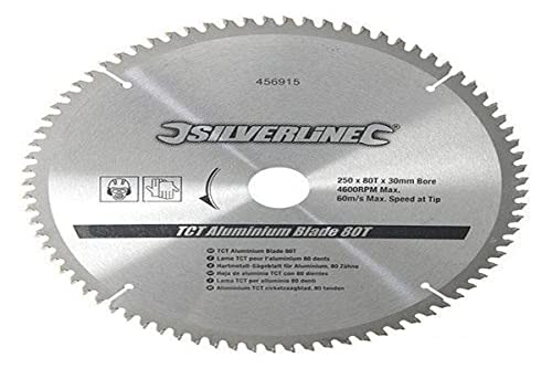 Silverline 456915 TCT aluminiowe ostrze 80T 250 x 30 25, 20, 16 mm pierścienie, srebrne, - obrazek 1