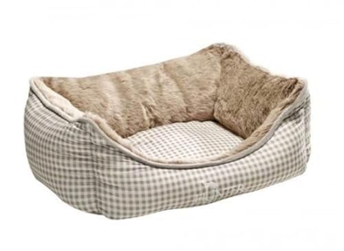 HUNTER Astana Sofa dla psa, z miękkim pluszowym obszyciem, dwustronna poduszka, wzór karo, 60 x 45 cm, brązowa - obrazek 1