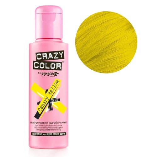 Crazy Color, Półtrwała farba do włosów 49 Canary Yellow, 100 ml